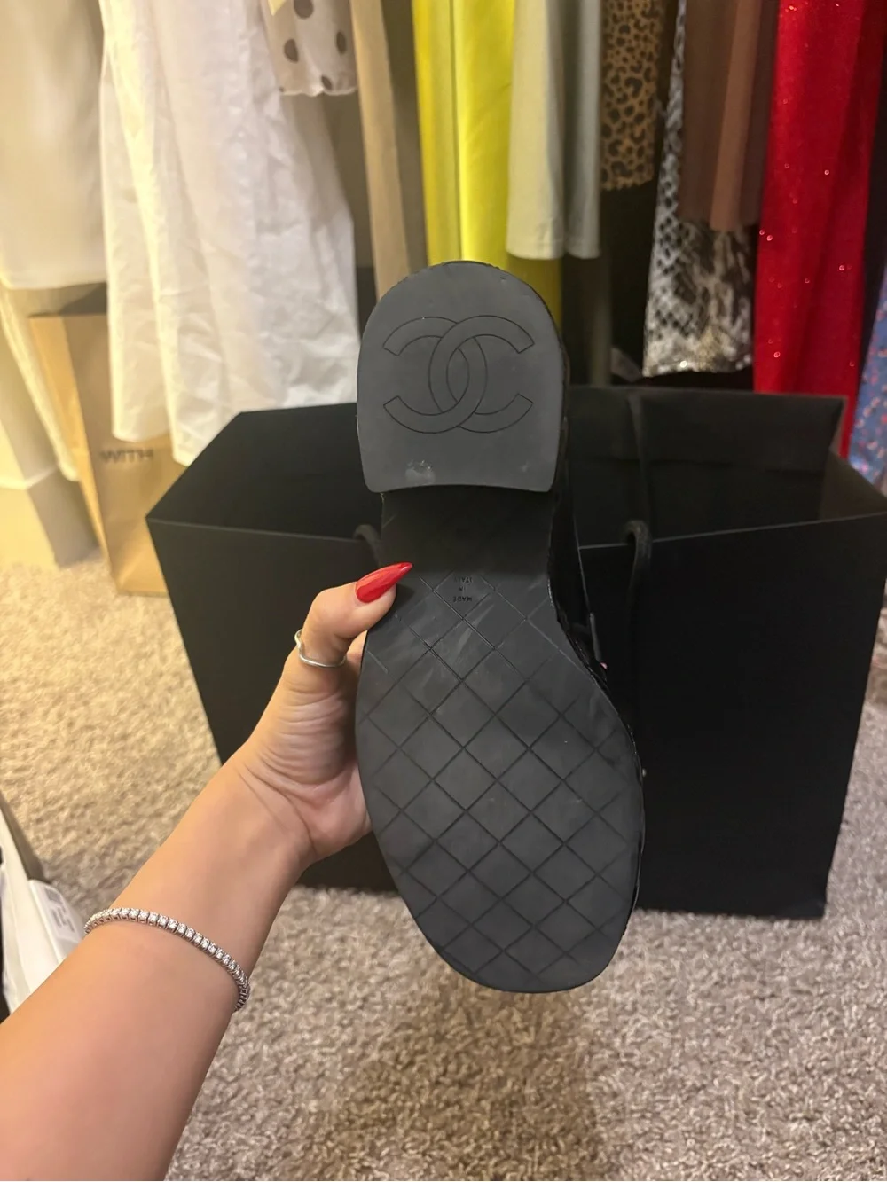 CHANEL Black Leather CC Logo Penny Loafers - women’s